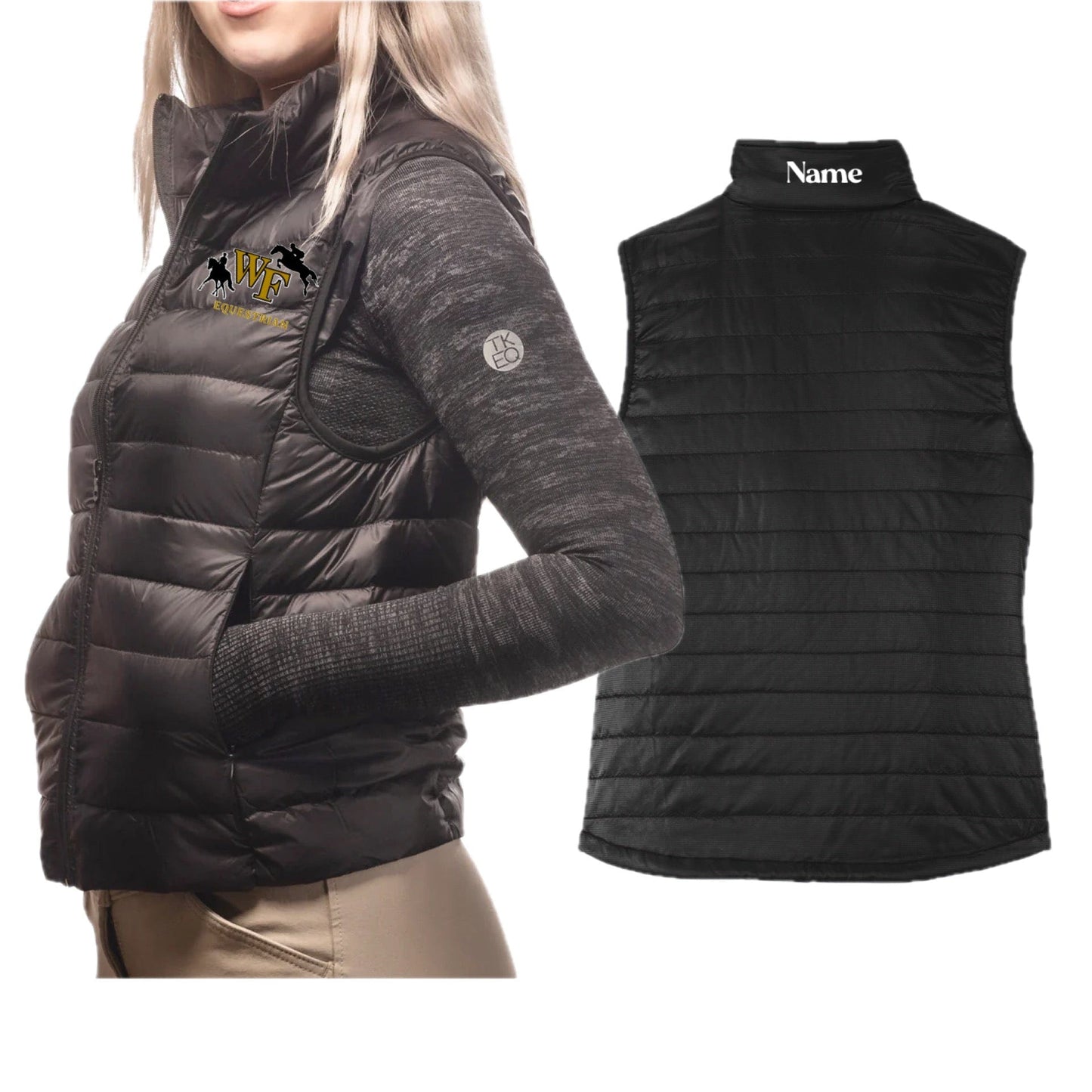 Equestrian Team Apparel WFU Equestrian- TKEQ Puffy Vest equestrian team apparel online tack store mobile tack store custom farm apparel custom show stable clothing equestrian lifestyle horse show clothing riding clothes WFU Equestrian- TKEQ Puffy Vest horses equestrian tack store