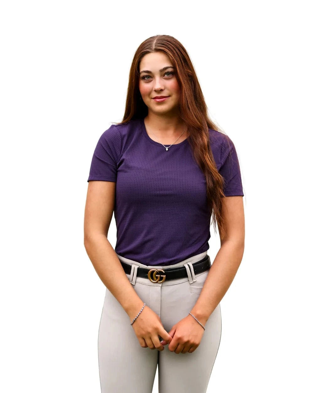 Equisite Elements of Style clothing XXS / Aubergine Equisite Elements- Hallie Perforated Tee Shirt equestrian team apparel online tack store mobile tack store custom farm apparel custom show stable clothing equestrian lifestyle horse show clothing riding clothes Equisite Elements- Hallie Perforated Tee Shirt horses equestrian tack store