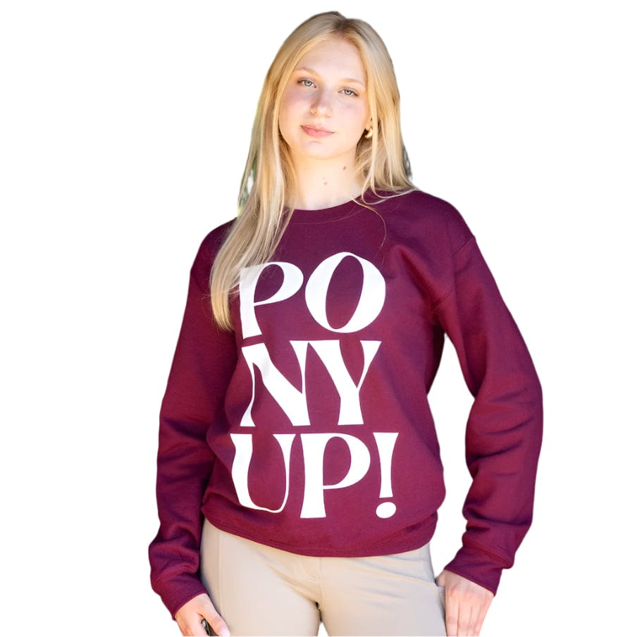 TKEQ Women's Casual Shirt TKEQ- Sweatshirt (Pony Up) equestrian team apparel online tack store mobile tack store custom farm apparel custom show stable clothing equestrian lifestyle horse show clothing riding clothes TKEQ- Sweatshirt (Pony Up) horses equestrian tack store