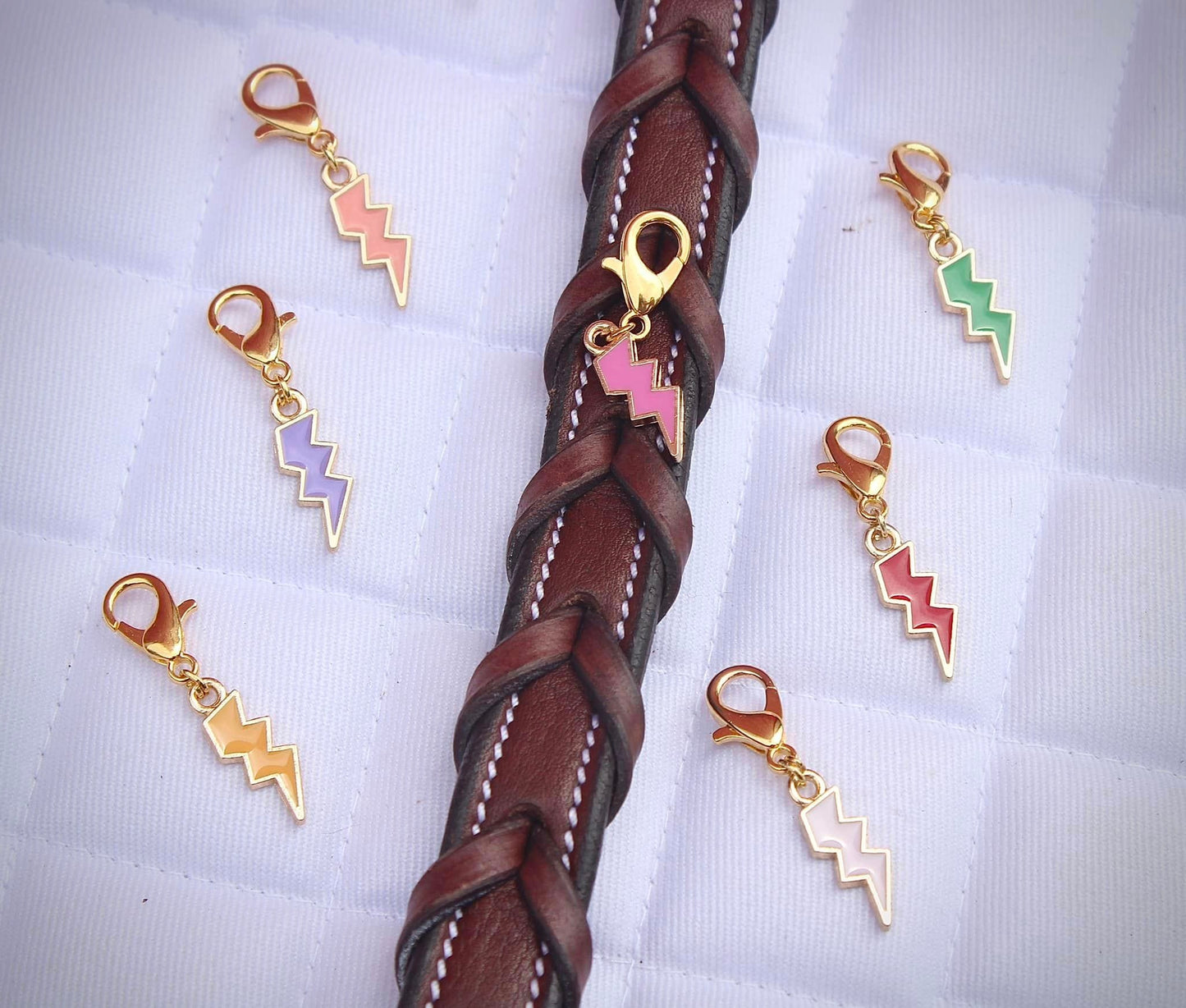 Fina's Lucky Charm charm Lightning Bolt (Pink) Fina's Lucky Charm equestrian team apparel online tack store mobile tack store custom farm apparel custom show stable clothing equestrian lifestyle horse show clothing riding clothes horses equestrian tack store