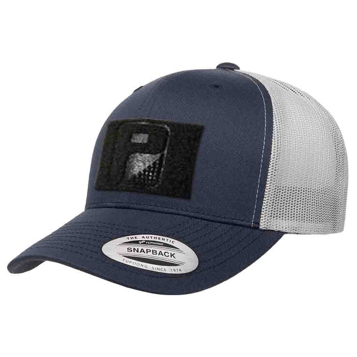 pull patch Hats Navy Blue/Silver Pull Patch Trucker Caps equestrian team apparel online tack store mobile tack store custom farm apparel custom show stable clothing equestrian lifestyle horse show clothing riding clothes Pull Patch Trucker Caps horses equestrian tack store