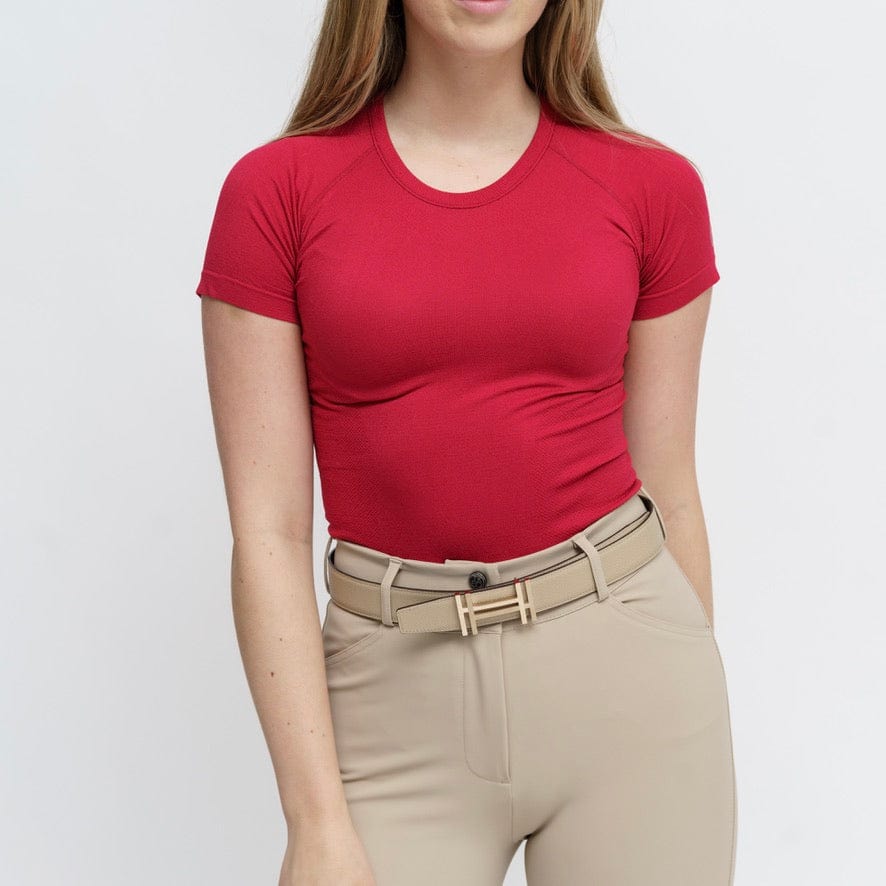 TKEQ Youth Shirt TKEQ- MINI Kennedy Seamless Short Sleeve Shirt 2.0 (Sour Cherry) equestrian team apparel online tack store mobile tack store custom farm apparel custom show stable clothing equestrian lifestyle horse show clothing riding clothes TKEQ- MINI Kennedy Seamless Short Sleeve Shirt 2.0 (Sour Cherry) horses equestrian tack store