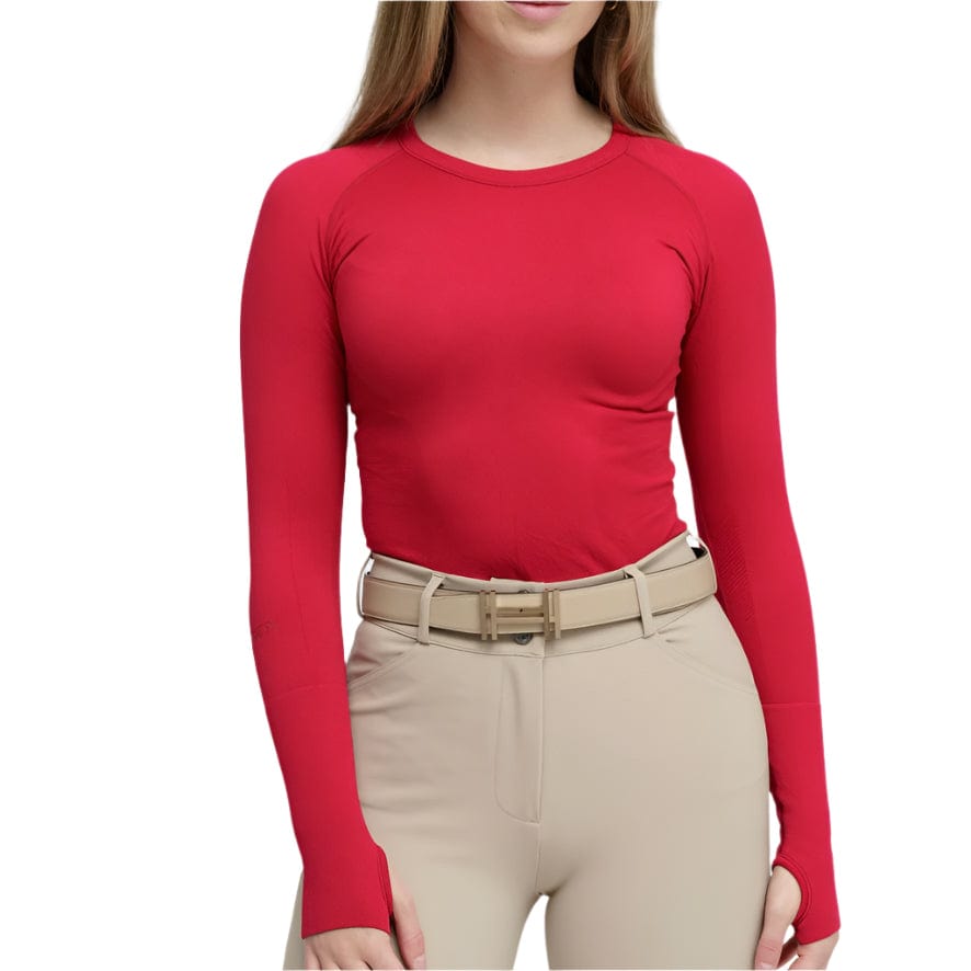 TKEQ Women's Casual Shirt XS/S TKEQ- Kennedy Seamless Long Sleeve Shirt 2.0 (Sour Cherry) equestrian team apparel online tack store mobile tack store custom farm apparel custom show stable clothing equestrian lifestyle horse show clothing riding clothes TKEQ- Kennedy Seamless Long Sleeve Shirt 2.0 (Sour Cherry) horses equestrian tack store