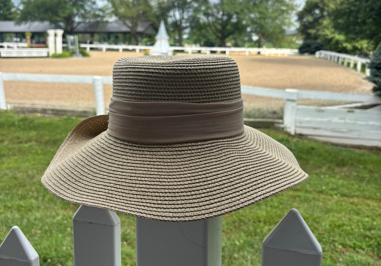 Island Girl Hats Cream w/ Golf Flecks / Beige Band Island Girl Hats- Bonnet Roz Backless equestrian team apparel online tack store mobile tack store custom farm apparel custom show stable clothing equestrian lifestyle horse show clothing riding clothes Island Girl Hats- Bonnet Roz Backless horses equestrian tack store