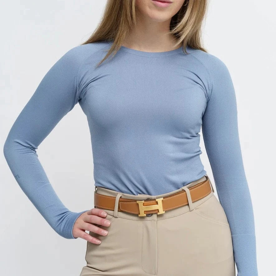 TKEQ Women's Casual Shirt XS/S TKEQ- Kennedy Seamless Long Sleeve Shirt- (Denim) equestrian team apparel online tack store mobile tack store custom farm apparel custom show stable clothing equestrian lifestyle horse show clothing riding clothes TKEQ- Kennedy Seamless Long Sleeve Shirt- (Denim) horses equestrian tack store