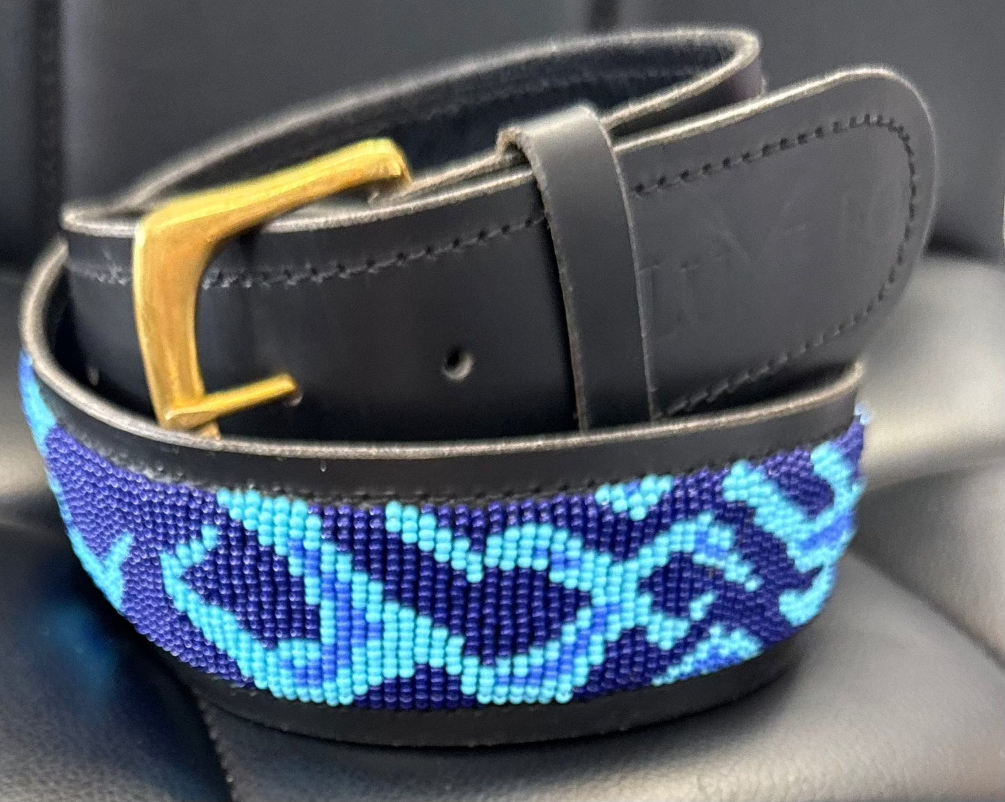 Zinj Designs Blue Flame Belt- 1.75" Beaded Assorted Designs XS/S equestrian team apparel online tack store mobile tack store custom farm apparel custom show stable clothing equestrian lifestyle horse show clothing riding clothes Belt- 1.75" Beaded Assorted Designs XS/S horses equestrian tack store