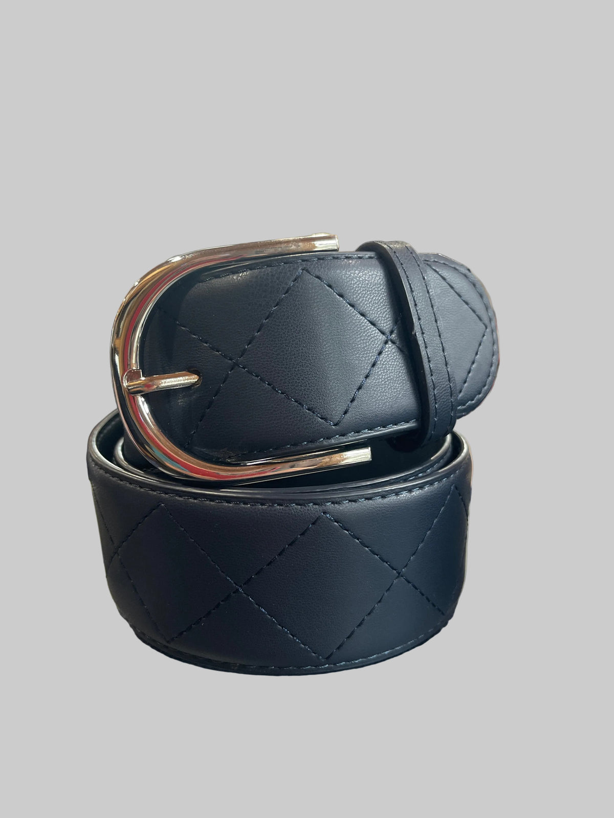Mane Street Belt Navy/Silver Buckle / XXS Mane Street- Quilted Leather Belts equestrian team apparel online tack store mobile tack store custom farm apparel custom show stable clothing equestrian lifestyle horse show clothing riding clothes Mane Street- Quilted Leather Belts horses equestrian tack store