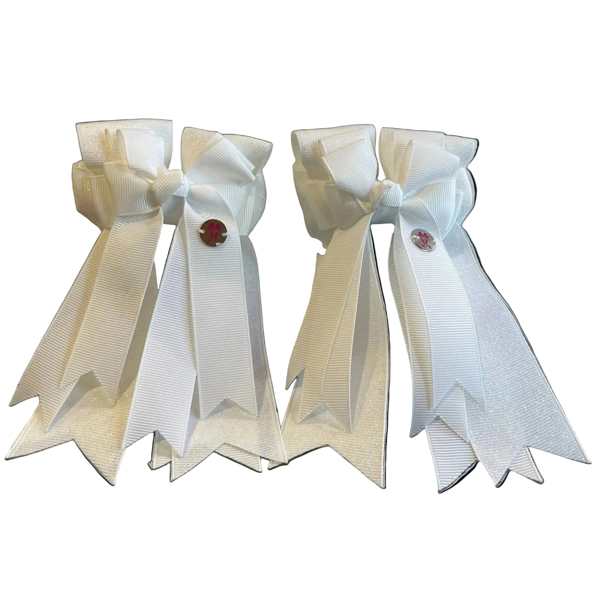 Ponytail Bows Online 3" Tails PonyTail Bows- Glitter (White) equestrian team apparel online tack store mobile tack store custom farm apparel custom show stable clothing equestrian lifestyle horse show clothing riding clothes PonyTail Bows- Glitter (White) horses equestrian tack store
