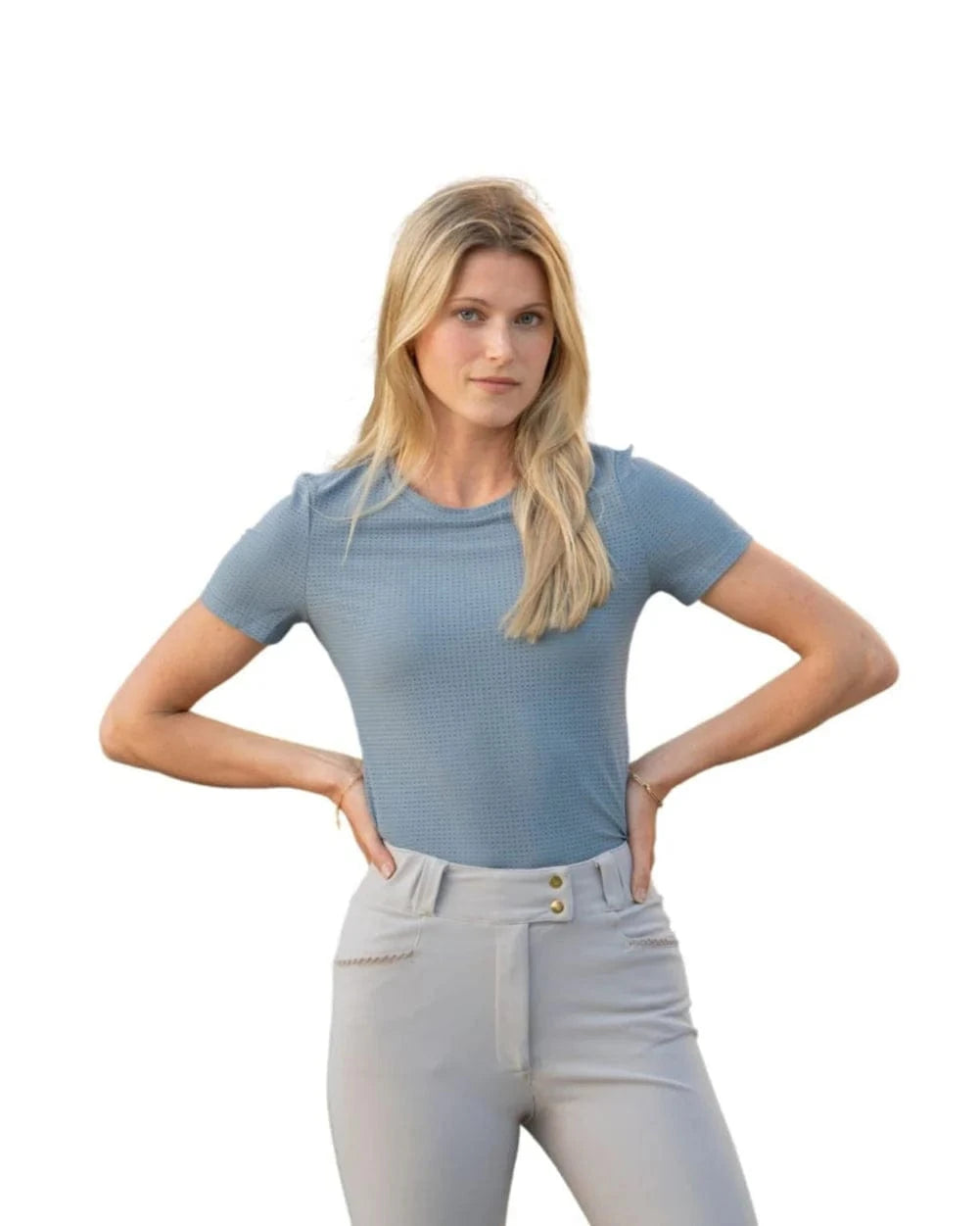 Equisite Elements of Style clothing XS / Powder Blue Equisite Elements- Hallie Perforated Tee Shirt equestrian team apparel online tack store mobile tack store custom farm apparel custom show stable clothing equestrian lifestyle horse show clothing riding clothes Equisite Elements- Hallie Perforated Tee Shirt horses equestrian tack store