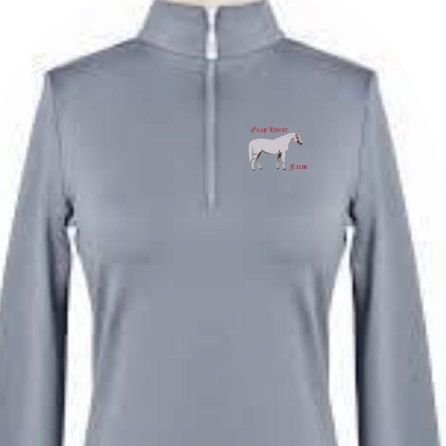 Equestrian Team Apparel XS / Grey Grey Horse Farm - Ladies Sun Shirts equestrian team apparel online tack store mobile tack store custom farm apparel custom show stable clothing equestrian lifestyle horse show clothing riding clothes Grey Horse Farm - Ladies Sun Shirts horses equestrian tack store