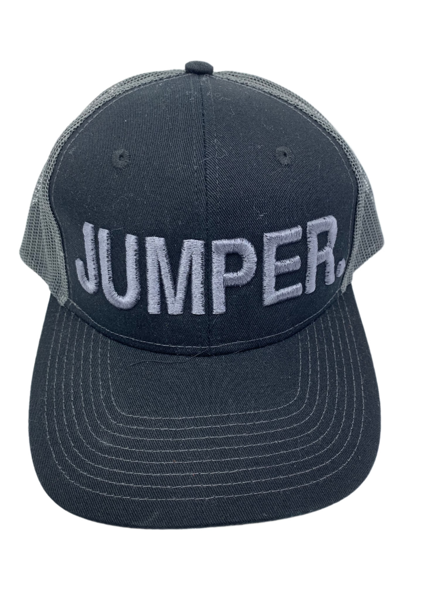 Equestrian Team Apparel Custom Team Hats Black/Grey Trucker Cap-JUMPER. equestrian team apparel online tack store mobile tack store custom farm apparel custom show stable clothing equestrian lifestyle horse show clothing riding clothes horses equestrian tack store