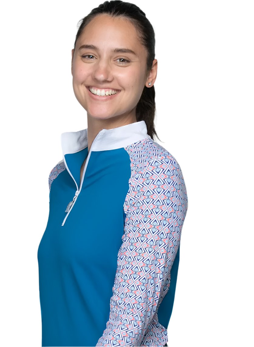 EIS Custom Team Shirts Nautical Blue/Retro Diamond EIS- Sunshirts S equestrian team apparel online tack store mobile tack store custom farm apparel custom show stable clothing equestrian lifestyle horse show clothing riding clothes horses equestrian tack store
