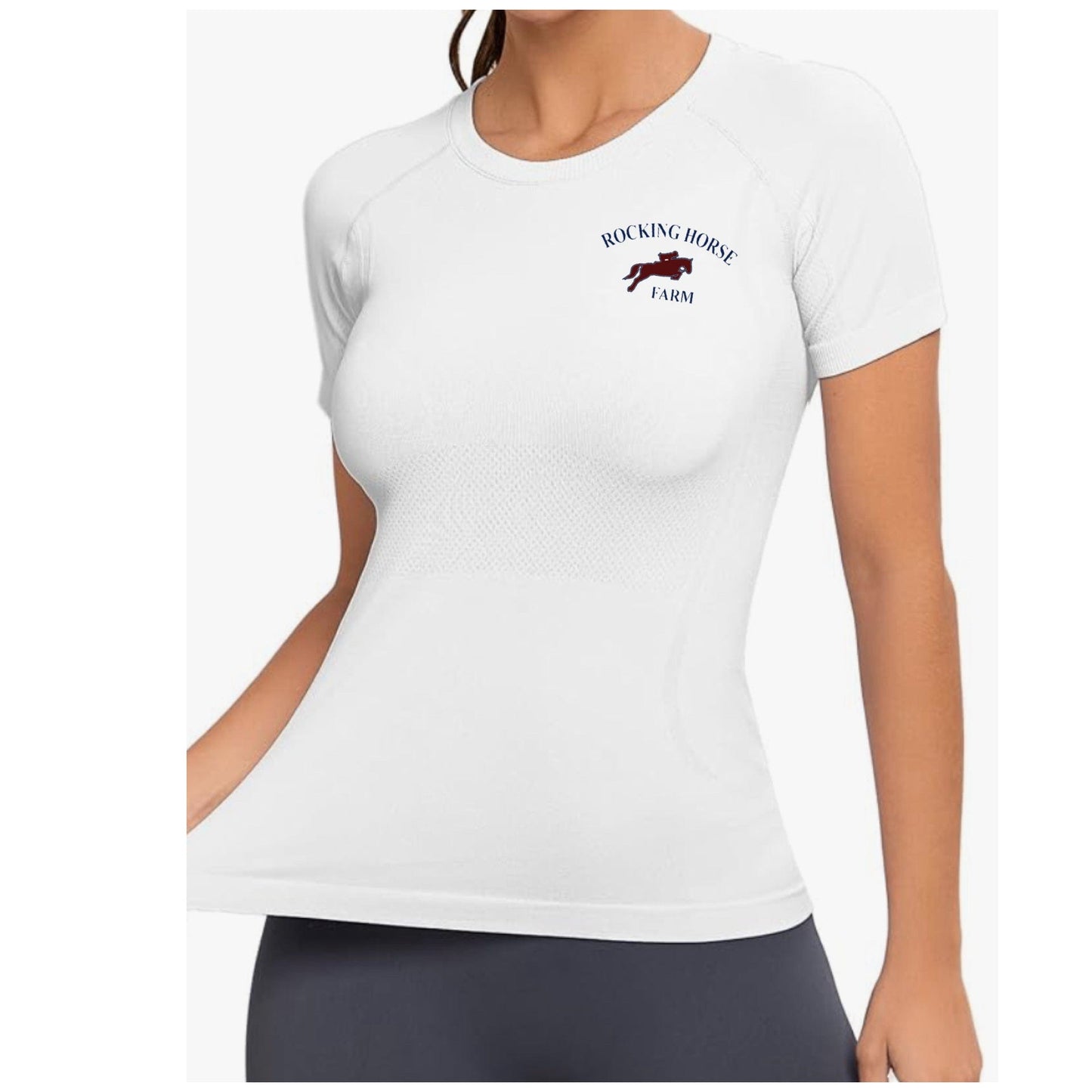 Equestrian Team Apparel White / XS / Long Sleeve Rocking Horse Farm - Tech Top equestrian team apparel online tack store mobile tack store custom farm apparel custom show stable clothing equestrian lifestyle horse show clothing riding clothes Rocking Horse Farm - Tech Top horses equestrian tack store
