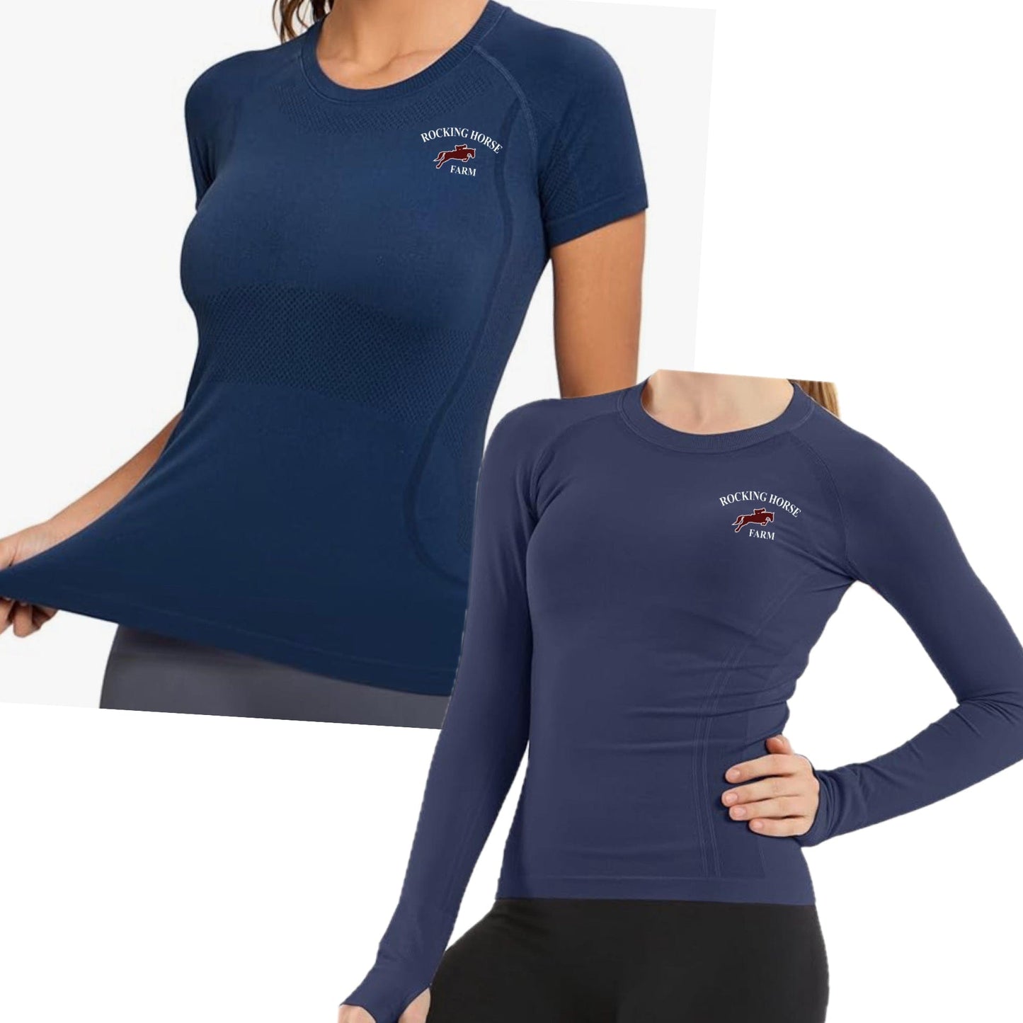 Equestrian Team Apparel Navy / XS / Long Sleeve Rocking Horse Farm - Tech Top equestrian team apparel online tack store mobile tack store custom farm apparel custom show stable clothing equestrian lifestyle horse show clothing riding clothes Rocking Horse Farm - Tech Top horses equestrian tack store