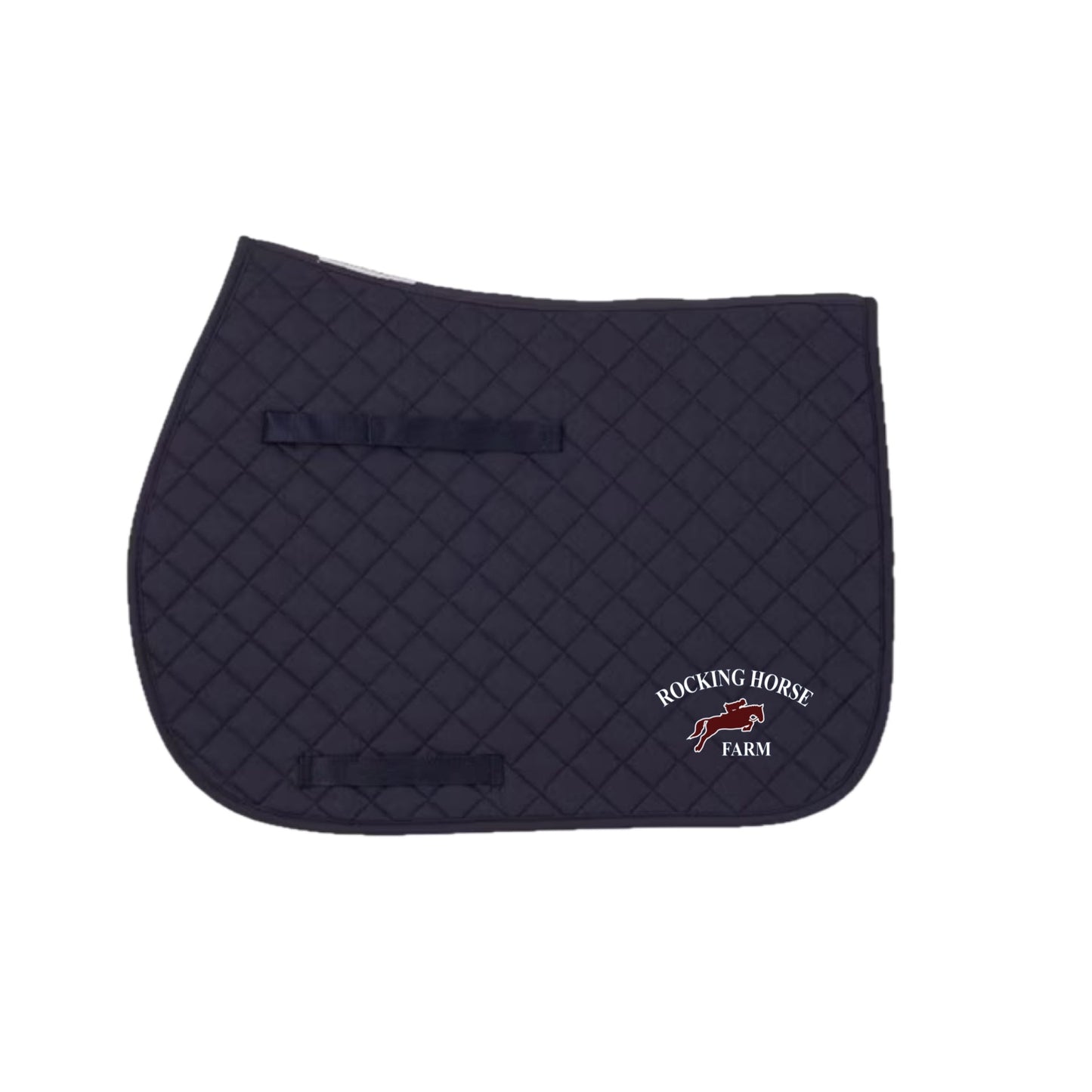 Equestrian Team Apparel Navy Rocking Horse Farm - Saddle Pad equestrian team apparel online tack store mobile tack store custom farm apparel custom show stable clothing equestrian lifestyle horse show clothing riding clothes Rocking Horse Farm - Saddle Pad horses equestrian tack store
