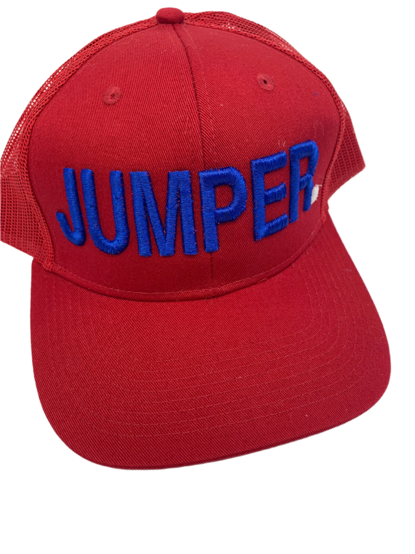 Equestrian Team Apparel Custom Team Hats Red/Blue/White Trucker Cap-JUMPER. equestrian team apparel online tack store mobile tack store custom farm apparel custom show stable clothing equestrian lifestyle horse show clothing riding clothes horses equestrian tack store