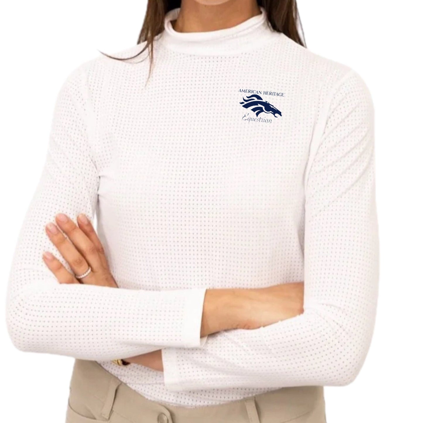Equestrian Team Apparel Custom Shirts American Heritage- High Collar Perforated Top equestrian team apparel online tack store mobile tack store custom farm apparel custom show stable clothing equestrian lifestyle horse show clothing riding clothes American Heritage- High Collar Perforated Top horses equestrian tack store