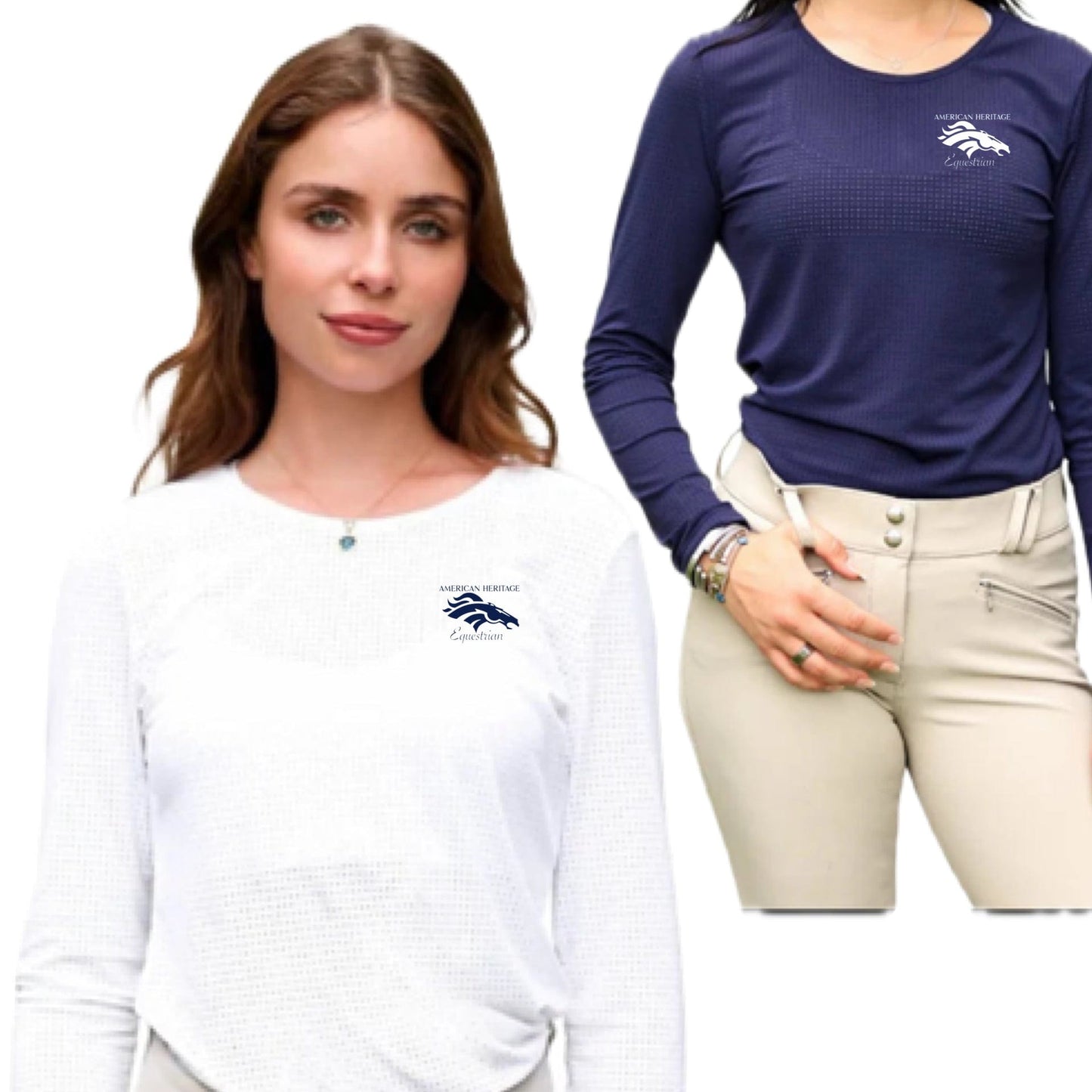 Equestrian Team Apparel Custom Team Shirts American Heritage IEA - Ladies perforated Crew LS equestrian team apparel online tack store mobile tack store custom farm apparel custom show stable clothing equestrian lifestyle horse show clothing riding clothes American Heritage IEA - Ladies perforated Crew LS horses equestrian tack store