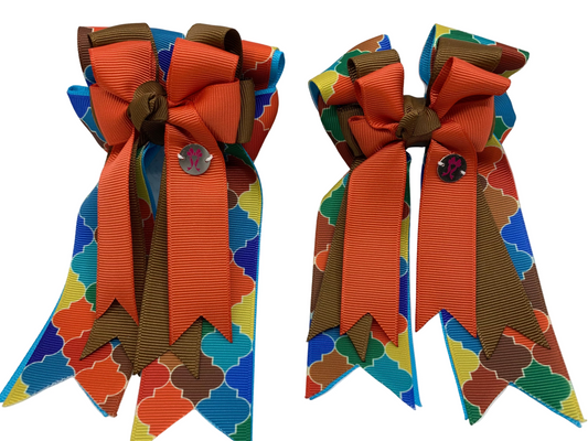 PonyTail Bows 3" Tails PonyTail Bows- Earth Moroccan equestrian team apparel online tack store mobile tack store custom farm apparel custom show stable clothing equestrian lifestyle horse show clothing riding clothes PonyTail Bows | Equestrian Hair Accessories horses equestrian tack store