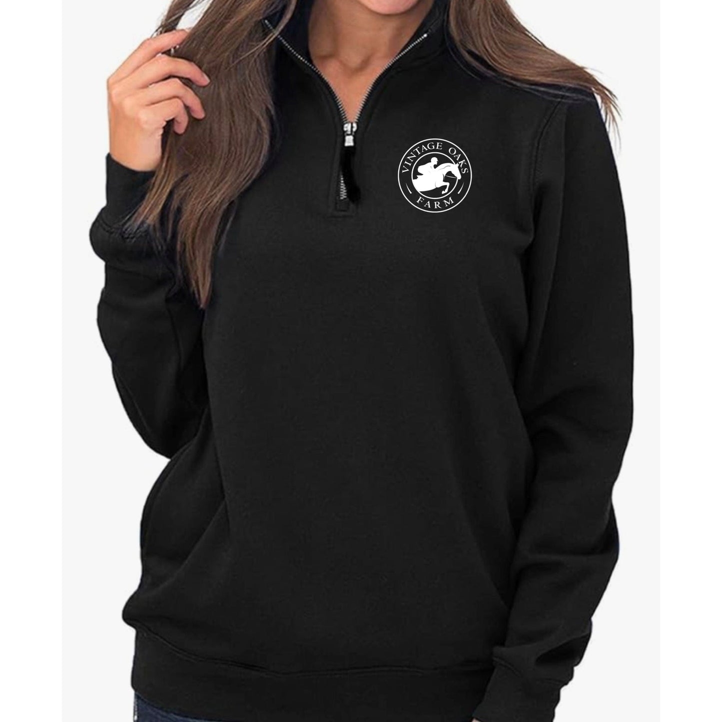 Equestrian Team Apparel Vintage Oaks Farm- 1/4 Zip Pullover equestrian team apparel online tack store mobile tack store custom farm apparel custom show stable clothing equestrian lifestyle horse show clothing riding clothes Vintage Oaks Farm- 1/4 Zip Pullover horses equestrian tack store