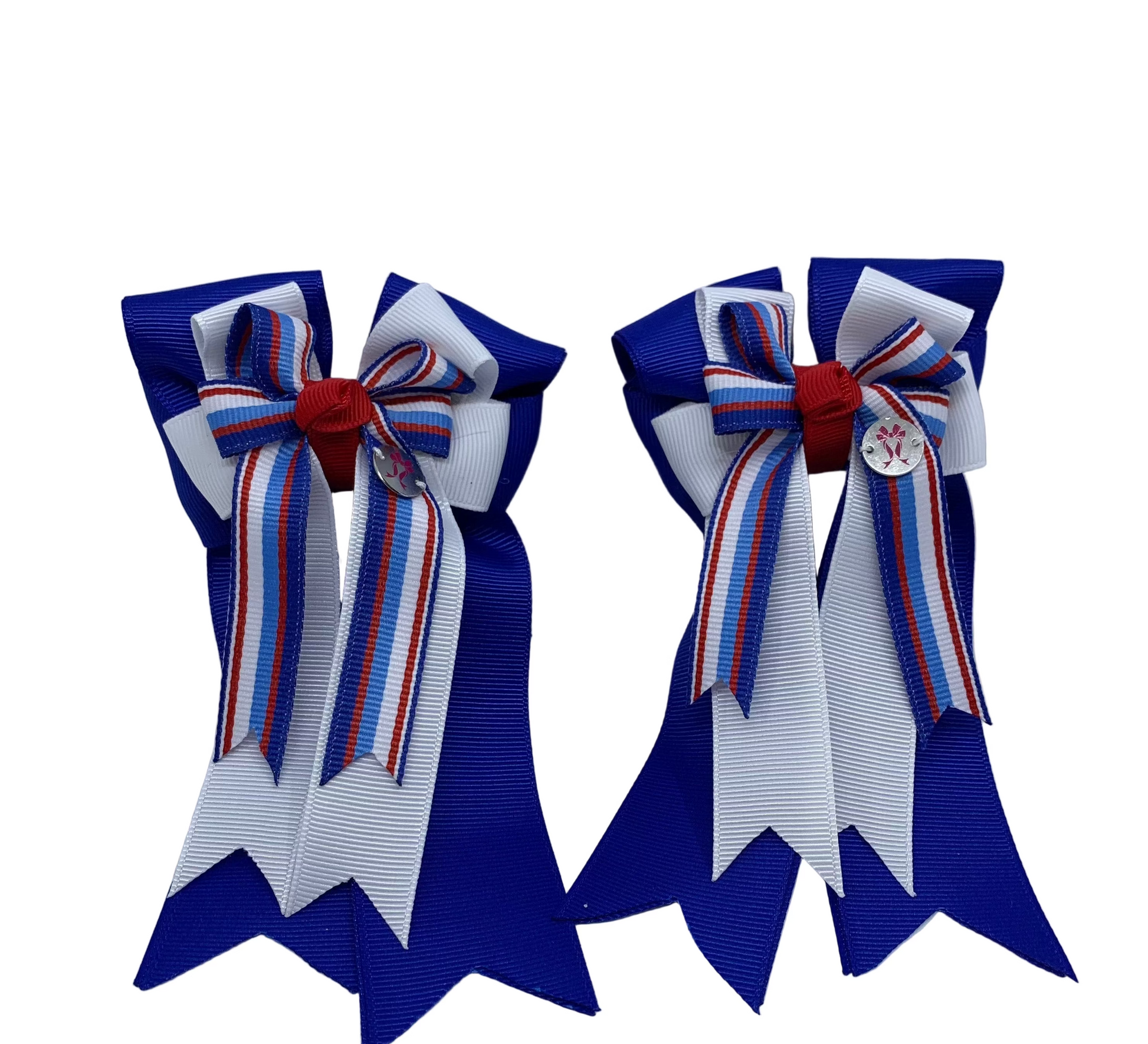 PonyTail Bows 3" Tails PonyTail Bows- Royal Blue/White/Stripe equestrian team apparel online tack store mobile tack store custom farm apparel custom show stable clothing equestrian lifestyle horse show clothing riding clothes PonyTail Bows | Equestrian Hair Accessories horses equestrian tack store