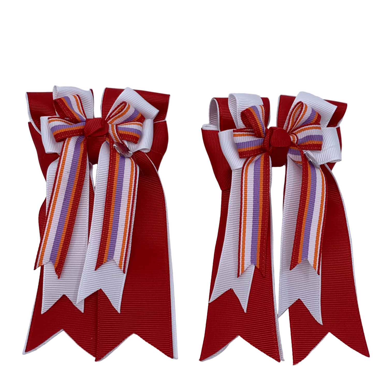 PonyTail Bows 3" Tails PonyTail Bows- Red/White/Stripe equestrian team apparel online tack store mobile tack store custom farm apparel custom show stable clothing equestrian lifestyle horse show clothing riding clothes PonyTail Bows | Equestrian Hair Accessories horses equestrian tack store