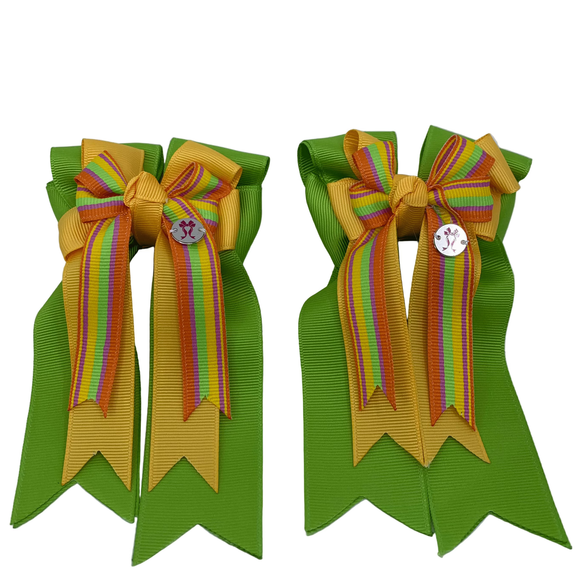 PonyTail Bows 3" Tails PonyTail Bows- Lime/Yellow/Stripe equestrian team apparel online tack store mobile tack store custom farm apparel custom show stable clothing equestrian lifestyle horse show clothing riding clothes PonyTail Bows | Equestrian Hair Accessories horses equestrian tack store