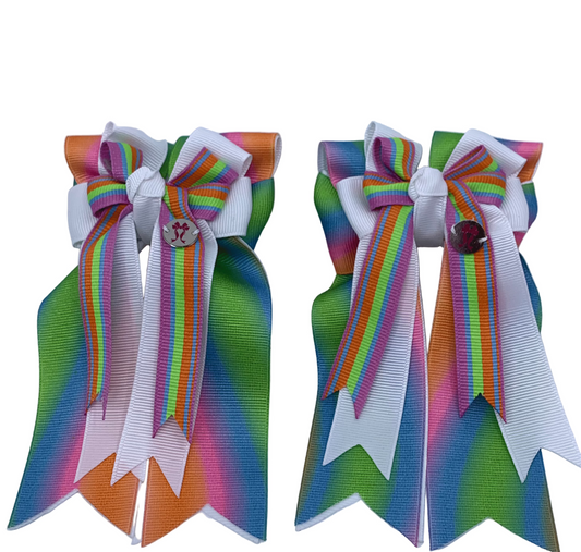 PonyTail Bows 3" Tails PonyTail Bows- TyeDye/White/Stripe equestrian team apparel online tack store mobile tack store custom farm apparel custom show stable clothing equestrian lifestyle horse show clothing riding clothes PonyTail Bows | Equestrian Hair Accessories horses equestrian tack store