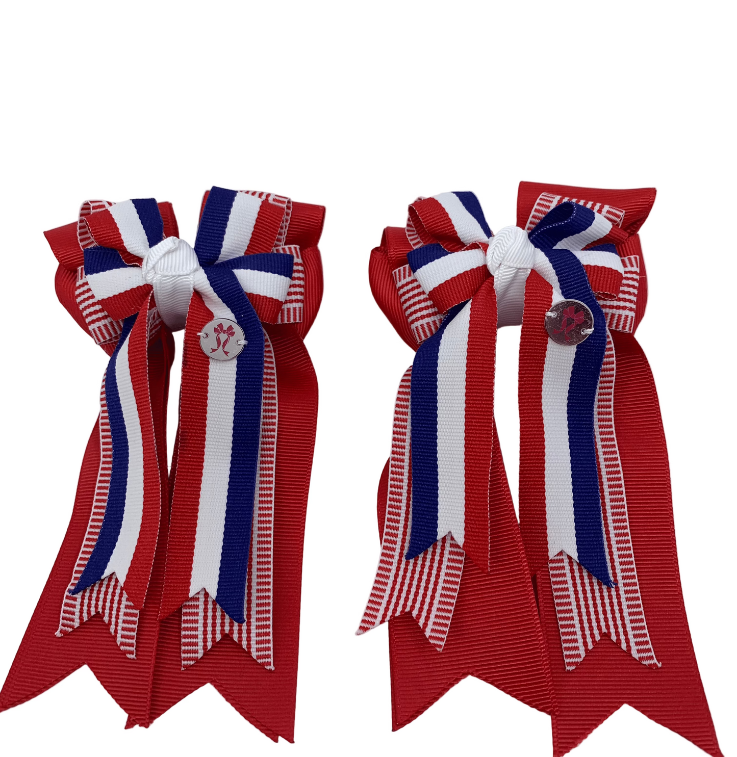 PonyTail Bows 3" Tails PonyTail Bows- Red Striped equestrian team apparel online tack store mobile tack store custom farm apparel custom show stable clothing equestrian lifestyle horse show clothing riding clothes PonyTail Bows | Equestrian Hair Accessories horses equestrian tack store