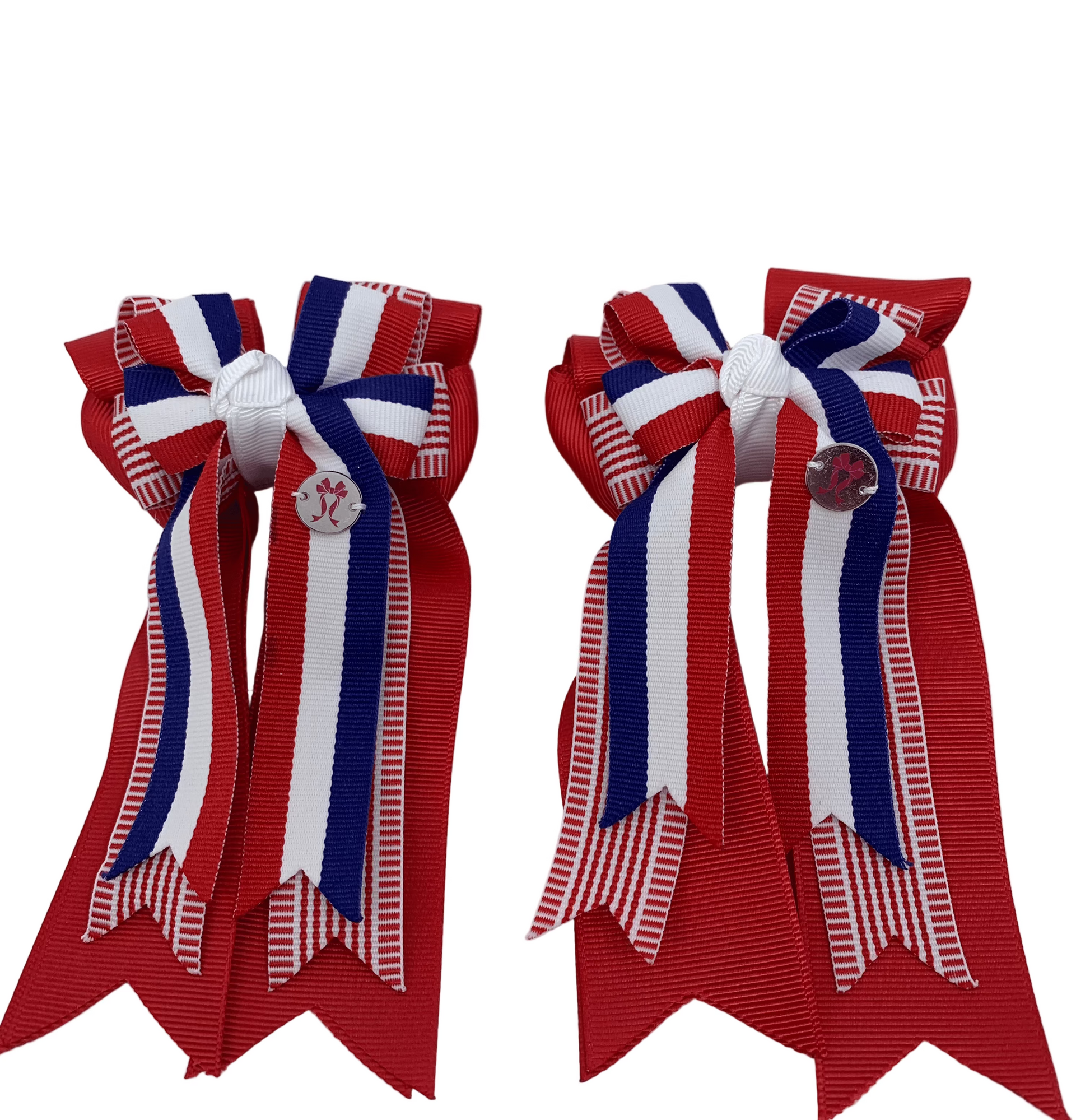 PonyTail Bows 3" Tails PonyTail Bows- Red Striped equestrian team apparel online tack store mobile tack store custom farm apparel custom show stable clothing equestrian lifestyle horse show clothing riding clothes PonyTail Bows | Equestrian Hair Accessories horses equestrian tack store
