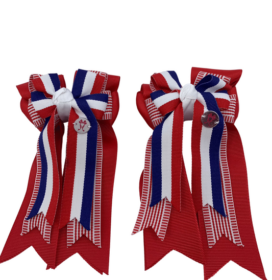 PonyTail Bows 3" Tails PonyTail Bows- Red Striped equestrian team apparel online tack store mobile tack store custom farm apparel custom show stable clothing equestrian lifestyle horse show clothing riding clothes PonyTail Bows | Equestrian Hair Accessories horses equestrian tack store