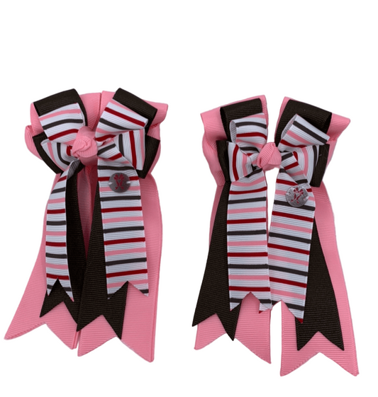 PonyTail Bows 3" Tails PonyTail Bows-Charming Pink Base equestrian team apparel online tack store mobile tack store custom farm apparel custom show stable clothing equestrian lifestyle horse show clothing riding clothes PonyTail Bows | Equestrian Hair Accessories horses equestrian tack store