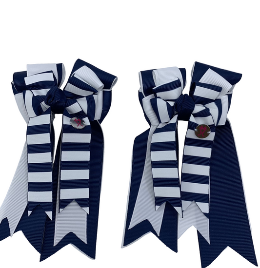 PonyTail Bows 3" Tails PonyTail Bows- Navy Candy Stripes equestrian team apparel online tack store mobile tack store custom farm apparel custom show stable clothing equestrian lifestyle horse show clothing riding clothes PonyTail Bows | Equestrian Hair Accessories horses equestrian tack store