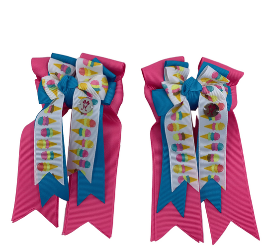 PonyTail Bows 3" Tails PonyTail Bows- Ice Cream Pink Base equestrian team apparel online tack store mobile tack store custom farm apparel custom show stable clothing equestrian lifestyle horse show clothing riding clothes PonyTail Bows | Equestrian Hair Accessories horses equestrian tack store