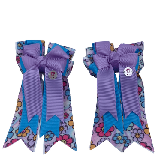 PonyTail Bows 3" Tails PonyTail Bows- Smiley Flower equestrian team apparel online tack store mobile tack store custom farm apparel custom show stable clothing equestrian lifestyle horse show clothing riding clothes PonyTail Bows | Equestrian Hair Accessories horses equestrian tack store