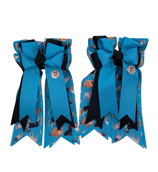 PonyTail Bows 3" Tails PonyTail Bows- Happy Dogs equestrian team apparel online tack store mobile tack store custom farm apparel custom show stable clothing equestrian lifestyle horse show clothing riding clothes PonyTail Bows | Equestrian Hair Accessories horses equestrian tack store