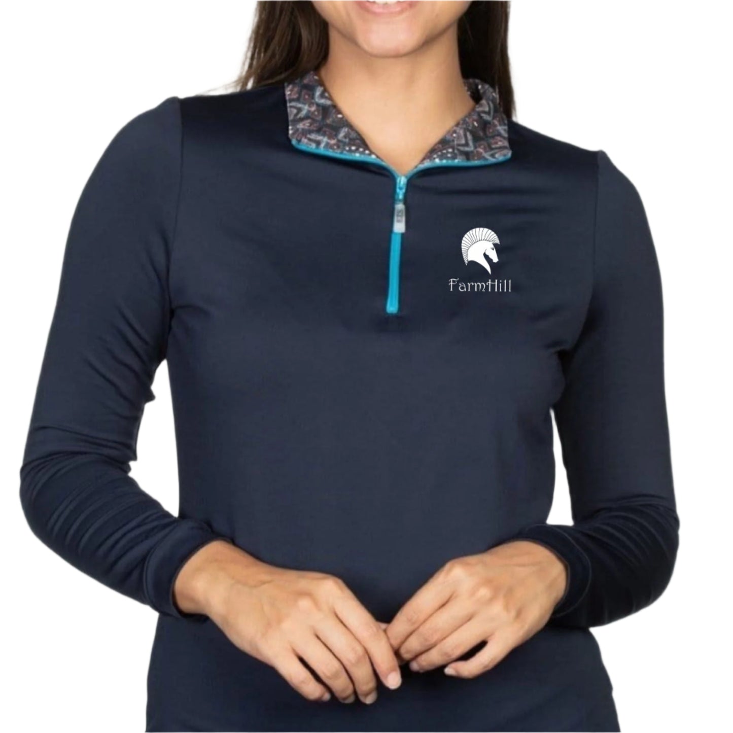 Equestrian Team Apparel Navy Pattern / XS Farm Hill- Cold Weather Sun Shirt equestrian team apparel online tack store mobile tack store custom farm apparel custom show stable clothing equestrian lifestyle horse show clothing riding clothes Farm Hill- Cold Weather Sun Shirt horses equestrian tack store