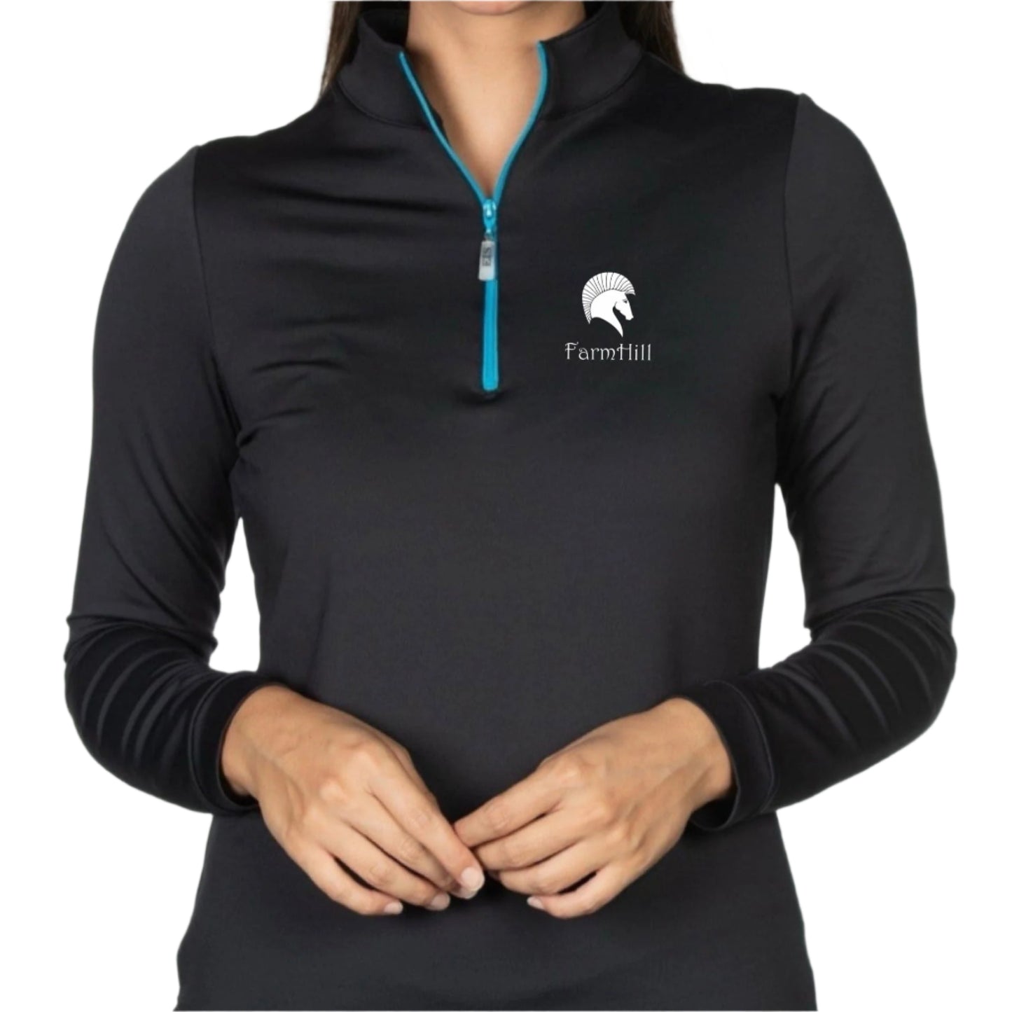 Equestrian Team Apparel Black with blue zip / XS Farm Hill- Cold Weather Sun Shirt equestrian team apparel online tack store mobile tack store custom farm apparel custom show stable clothing equestrian lifestyle horse show clothing riding clothes Farm Hill- Cold Weather Sun Shirt horses equestrian tack store