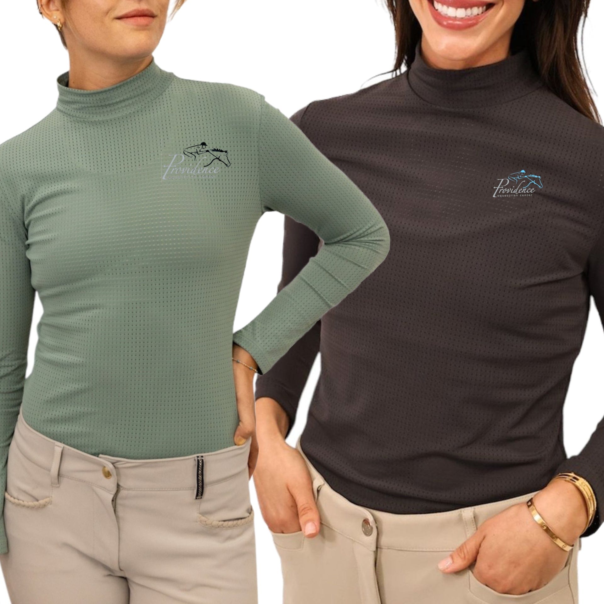 Equestrian Team Apparel XS / Eucalyptus Green Providence Equestrian Center- Perforated Tech Top equestrian team apparel online tack store mobile tack store custom farm apparel custom show stable clothing equestrian lifestyle horse show clothing riding clothes Providence Equestrian Center- Perforated Tech Top horses equestrian tack store
