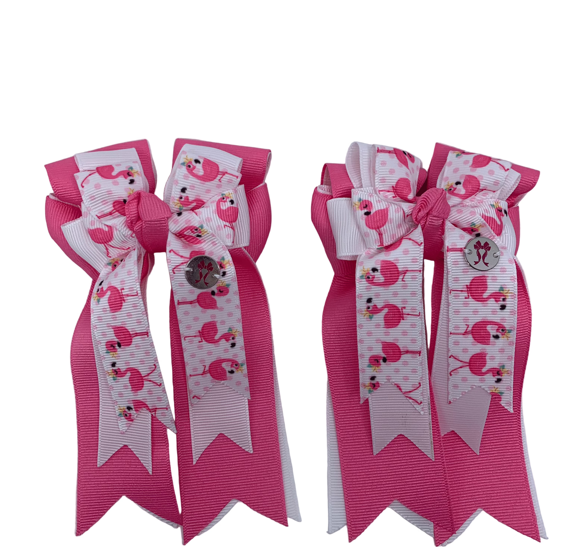 PonyTail Bows 3" Tails PonyTail Bows- Pink/White Flamingos equestrian team apparel online tack store mobile tack store custom farm apparel custom show stable clothing equestrian lifestyle horse show clothing riding clothes PonyTail Bows | Equestrian Hair Accessories horses equestrian tack store