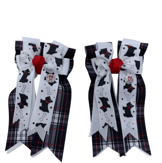 PonyTail Bows 3" Tails PonyTail Bows- Plaid Scottie Dogs equestrian team apparel online tack store mobile tack store custom farm apparel custom show stable clothing equestrian lifestyle horse show clothing riding clothes PonyTail Bows | Equestrian Hair Accessories horses equestrian tack store