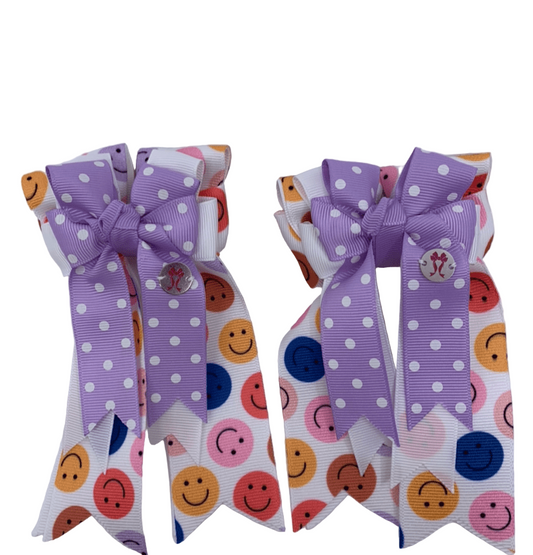 PonyTail Bows 3" Tails PonyTail Bows- Lavender Smiley equestrian team apparel online tack store mobile tack store custom farm apparel custom show stable clothing equestrian lifestyle horse show clothing riding clothes PonyTail Bows | Equestrian Hair Accessories horses equestrian tack store