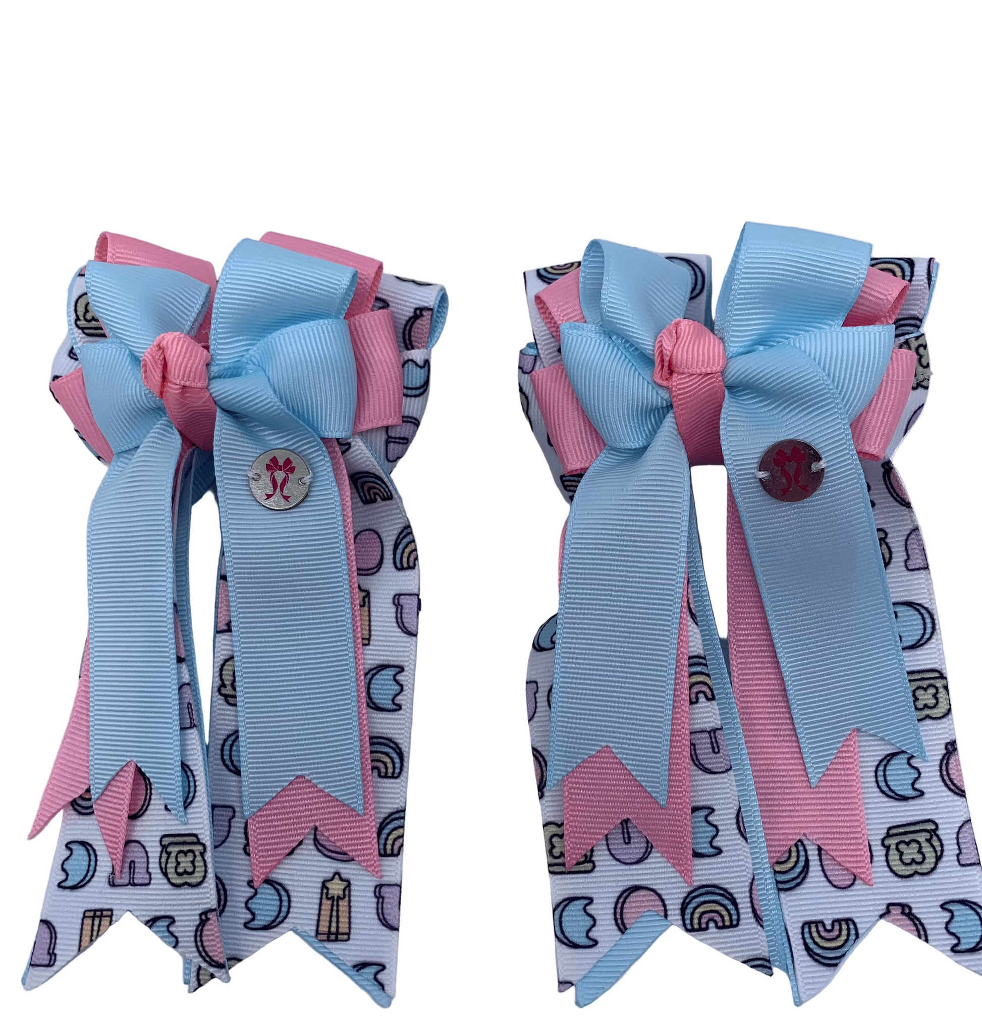 PonyTail Bows 3" Tails PonyTail Bows- Blue Pink Lucky Charms equestrian team apparel online tack store mobile tack store custom farm apparel custom show stable clothing equestrian lifestyle horse show clothing riding clothes PonyTail Bows | Equestrian Hair Accessories horses equestrian tack store