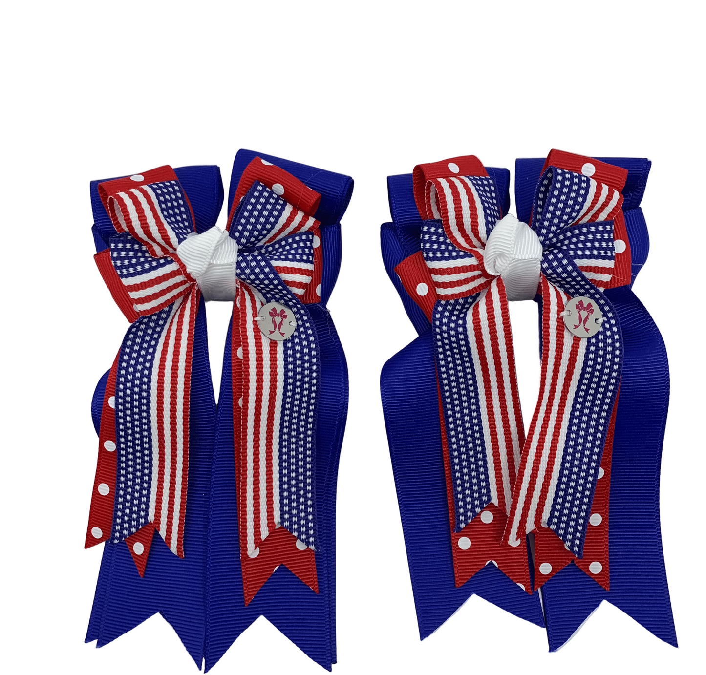 PonyTail Bows 3" Tails PonyTail Bows- USA Red Polka equestrian team apparel online tack store mobile tack store custom farm apparel custom show stable clothing equestrian lifestyle horse show clothing riding clothes PonyTail Bows | Equestrian Hair Accessories horses equestrian tack store