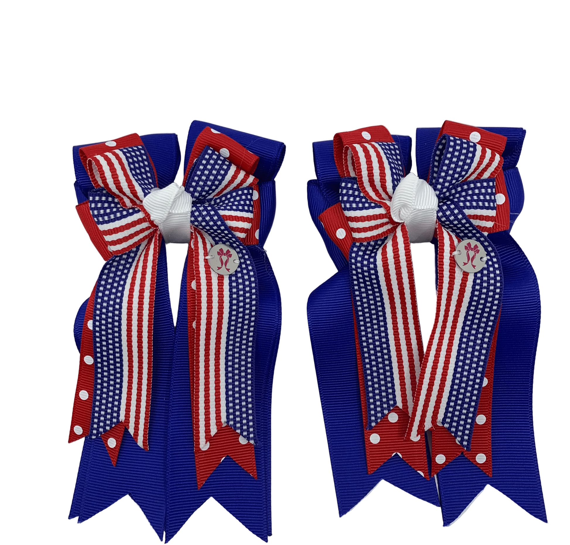 PonyTail Bows 3" Tails PonyTail Bows- USA Red Polka equestrian team apparel online tack store mobile tack store custom farm apparel custom show stable clothing equestrian lifestyle horse show clothing riding clothes PonyTail Bows | Equestrian Hair Accessories horses equestrian tack store