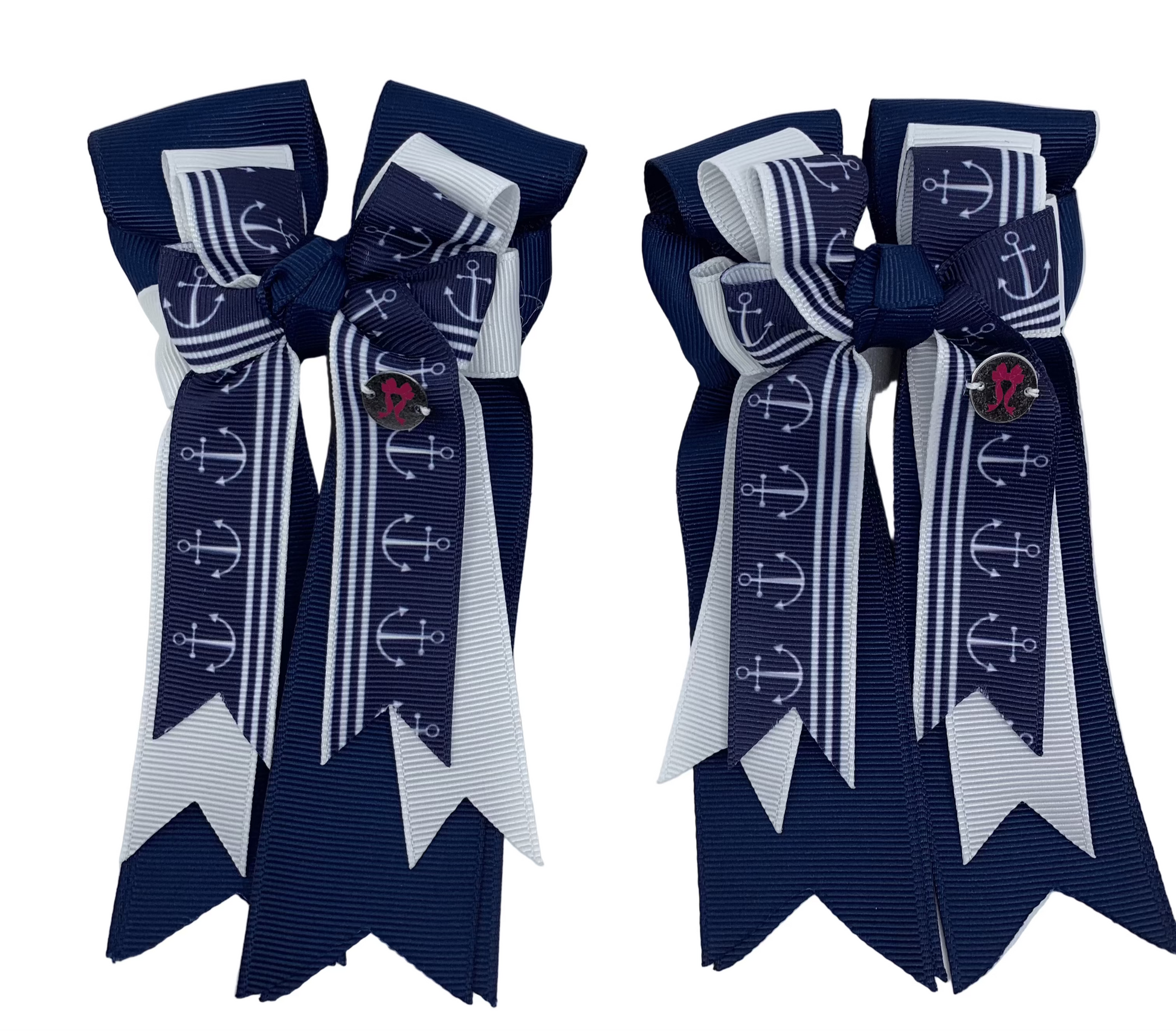 PonyTail Bows 3" Tails PonyTail Bows- Navy White Pinstripe Anchors equestrian team apparel online tack store mobile tack store custom farm apparel custom show stable clothing equestrian lifestyle horse show clothing riding clothes PonyTail Bows | Equestrian Hair Accessories horses equestrian tack store