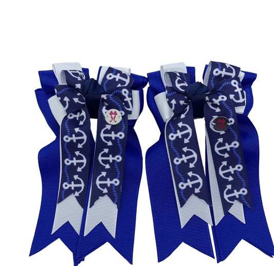 PonyTail Bows 3" Tails PonyTail Bows- Royal Blue Anchors equestrian team apparel online tack store mobile tack store custom farm apparel custom show stable clothing equestrian lifestyle horse show clothing riding clothes PonyTail Bows | Equestrian Hair Accessories horses equestrian tack store