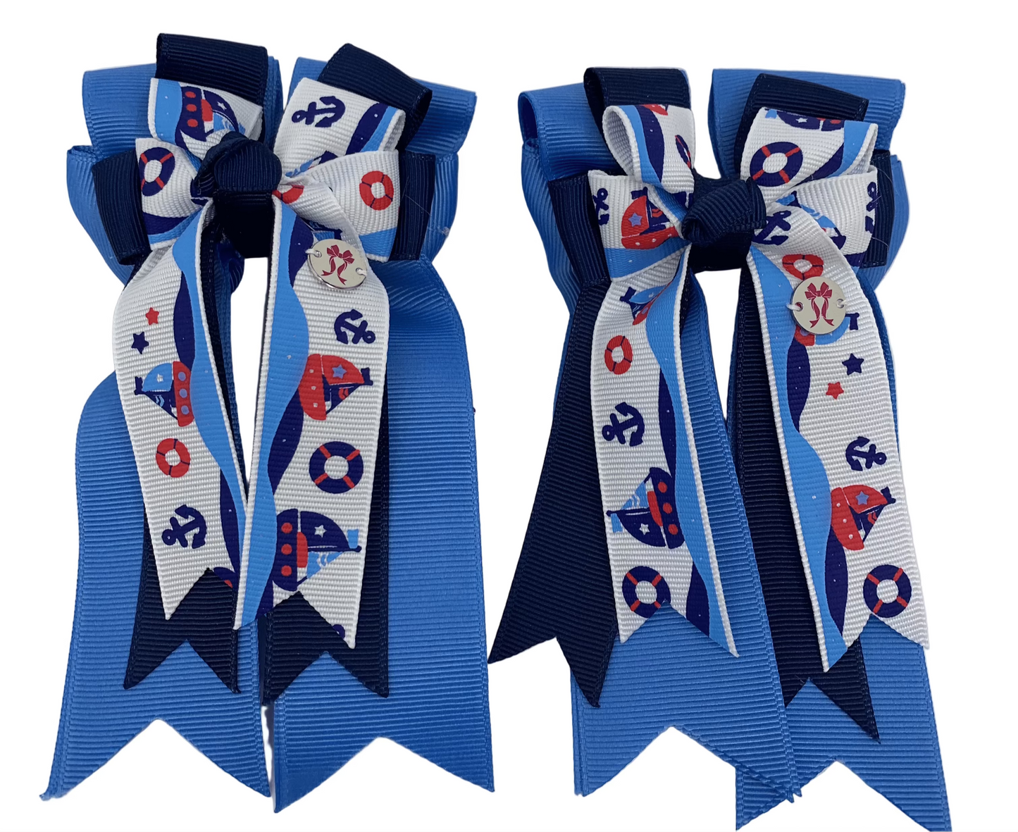 PonyTail Bows 3" Tails PonyTail Bows- Light Blue Sailboats equestrian team apparel online tack store mobile tack store custom farm apparel custom show stable clothing equestrian lifestyle horse show clothing riding clothes PonyTail Bows | Equestrian Hair Accessories horses equestrian tack store