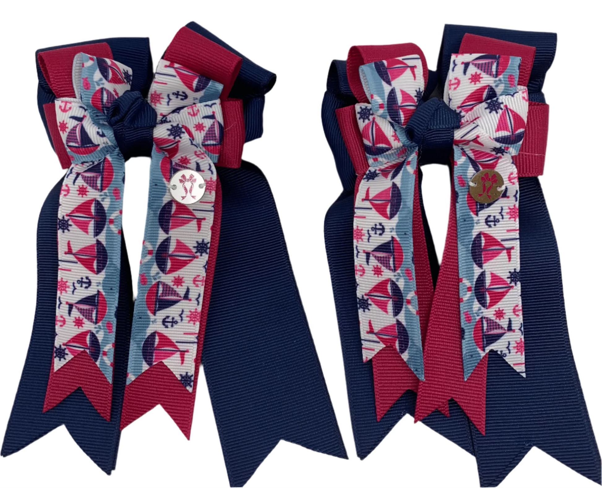 PonyTail Bows 3" Tails PonyTail Bows- Navy Pink Sailing equestrian team apparel online tack store mobile tack store custom farm apparel custom show stable clothing equestrian lifestyle horse show clothing riding clothes PonyTail Bows | Equestrian Hair Accessories horses equestrian tack store