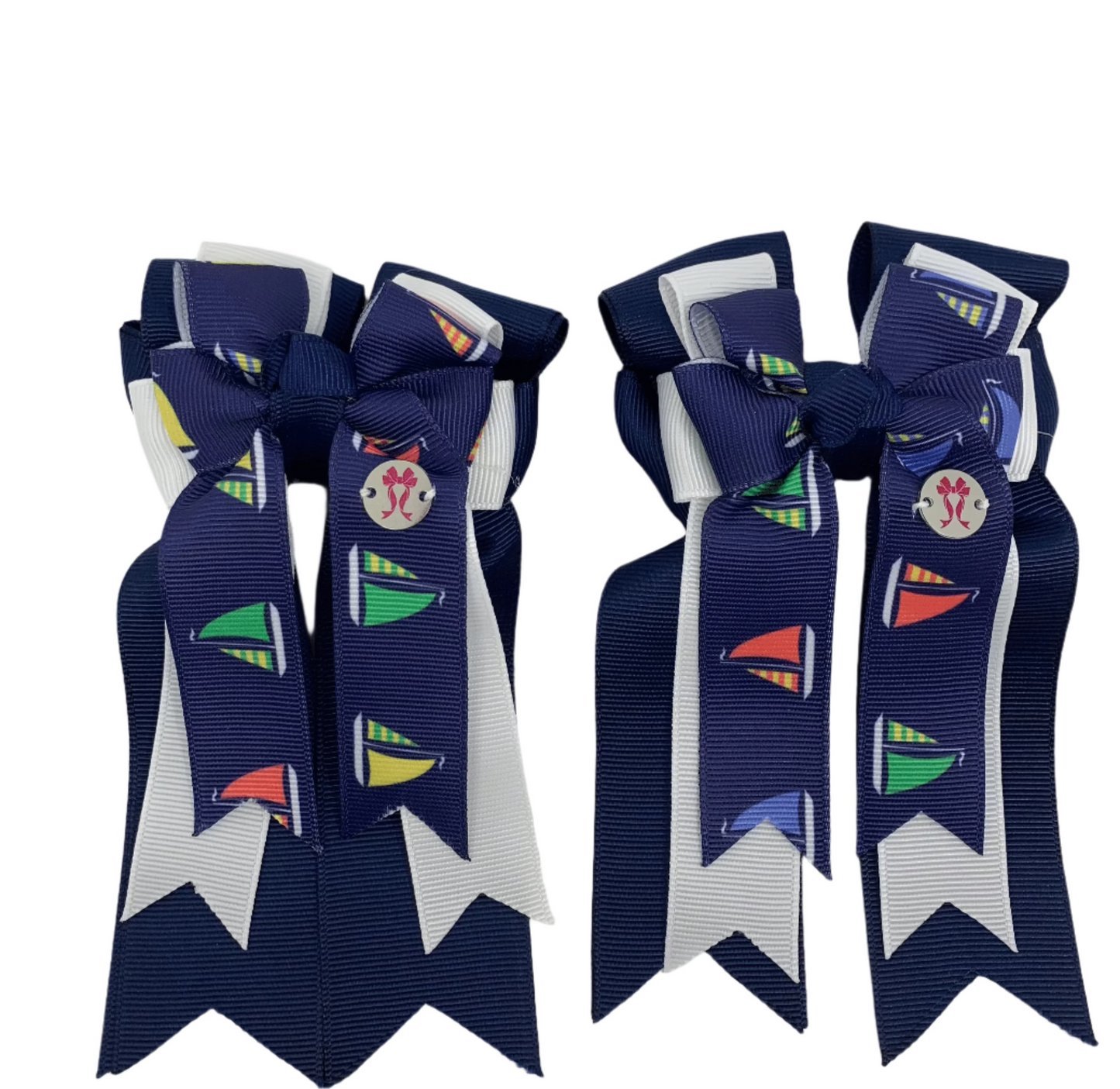 PonyTail Bows 3" Tails PonyTail Bows- Sailboats Navy equestrian team apparel online tack store mobile tack store custom farm apparel custom show stable clothing equestrian lifestyle horse show clothing riding clothes PonyTail Bows | Equestrian Hair Accessories horses equestrian tack store